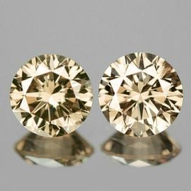 5.70 mm 2 pcs Round Brilliant Machine Cut Extreme Brilliancy Natural Champagne Zircon {Flawless-VVS1}--AAA Grade