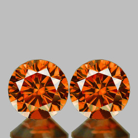 6.30 mm 2 pcs Round Brilliant Machine Cut Extreme Brilliancy Natural  AAA Imperial Orange Zircon {Flawless-VVS1}--AAA Grade