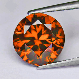 6.00 mm { 1.08 cts} Round Brilliant Machine Cut Extreme Brilliancy Natural  AAA Imperial Orange Zircon {Flawless-VVS1}--AAA Grade