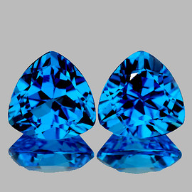 10.00 mm 2 pcs Trilliant Brilliant Cut  Best AAA Fire Intense Swiss Blue Topaz Natural {Flawless-VVS1}--AAA Grade