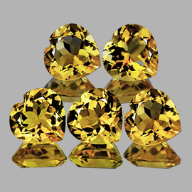 7.00 mm 5 pcs Heart AAA Fire Natural Golden Yellow Citrine {Flawless-VVS1}