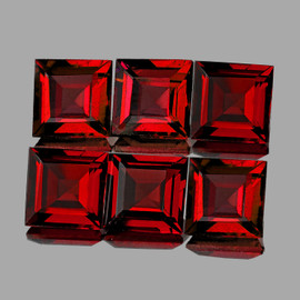 5.00 mm 6 pcs Square AAA Fire Red Mozambique Garnet Natural {Flawless-VVS}