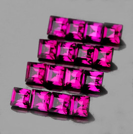 3.00 mm 16 pcs Square AAA Fire Intense Pink Purple Rhodolite Garnet Natural  {Flawless-VVS}--AAA Grade