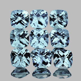 5.00 mm 9 pcs Cushion Checker AAA Fire Natural Sky Blue Topaz {Flawless-VVS1}