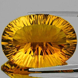 29x21 mm { 50.22 cts} Oval Concave Cut Best AAA Golden Yellow Fluorite Natural {Flawless-VVS1}