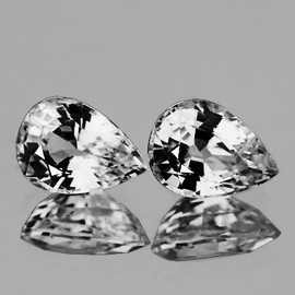 6x4 mm 2pcs Pear AAA Fire Natural Diamond White Sapphire {Flawless-VVS}--AAA Grade