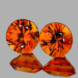 4.50 mm 2 pcs Round Machine Cut Best AAA Fire AAA Orange Sapphire Natural {Flawless-VVS1}--AAA Grade