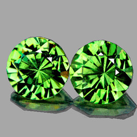4.00 mm 2 pcs Round Brilliant Cut Extreme Brilliancy Natural AAA Green Demantoid Garnet {Flawless-VVS}--AAA Grade