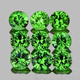 3.00 mm 9 pcs Round Diamond Cut AAA Fire Natural Chrome Green Tsavorite Garnet (Flawless-VVS)