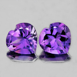 7.00 mm 2 pcs Heart AAA Fire Top Purple Amethyst Natural {Flawless-VVS1}