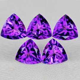 7.00 mm 5 pcs Trillion Brilliant Cut AAA Fire AAA Purple Amethyst Natural {Flawless-VVS1}