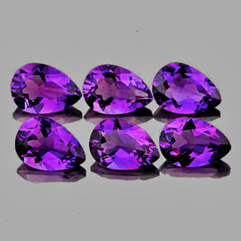 7x5 mm 6 pcs Pear AAA Fire Intense Purple Amethyst Natural {Flawless-VVS}