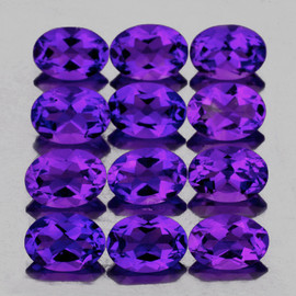 5x4 mm 12 pcs Oval AAA Fire Intense Purple Amethyst Natural {Flawless-VVS1}--AAA Grade