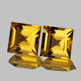 7.00 mm 2 pcs Square AAA Fire Natural Golden Yellow Citrine (Flawless-VVS}