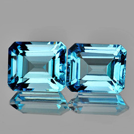 9x7 mm 2 pcs Octagon Emerald Cut AAA Fire AAA Sky Blue Topaz Natural {Flawless-VVS1}
