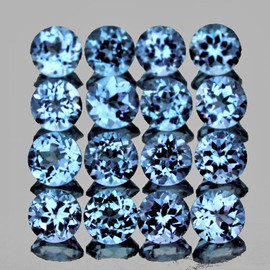 2.50 mm 20 pcs Round Brilliant Cut AAA Fire Intense Santa Maria Blue Aquamarine Natural  {Flawless-VVS}--AAA Grade