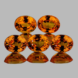 4.5x3.5 mm 5 pcs Oval AAA Fire AAA Orange Yellow Sapphire Natural (Flawless-VVS}--AAA Grade