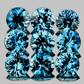 2.80 mm 9 pcs Round Machine Brilliant Cut Extreme Brilliancy AAA Teal Blue Sapphire Natural {Flawless-VVS}--AAA Grade
