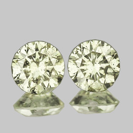 4.50 mm 2pcs {0.71 cts} Round Extreme Brilliancy Natural Yellow White Diamond (Color M)