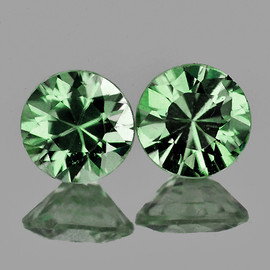 3.80 mm 2 pcs Round Extreme Brilliancy Natural AAA Ceylon Green Sapphire [Flawless-VVS]