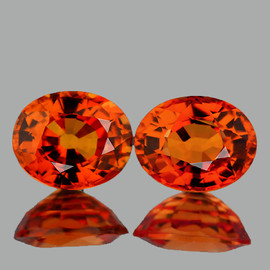 4.7x4 mm 2 pcs Oval AAA Fire Intense Orange Sapphire Natural {Flawless-VVS}
