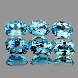 7x5 mm 6 pcs Oval AAA Fire Natural Santa Maria Blue Topaz {Flawless-VVS1}