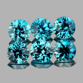 4.00 mm 6 pcs Round Brilliant Cut Best AAA Fire Intense Blue Zircon Natural {Flawless-VVS1}--AAA Grade