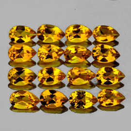 5x3 mm 16 pcs Pear AAA Fire Intense Golden Yellow Citrine Natural (Flawless-VVS}