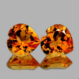 7.00 mm 2 pcs Heart AAA Fire Intense Madeira Orange Citrine Natural {Flawless-VVS1}