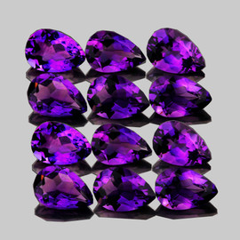 6x4 mm 12 pcs Pear AAA Fire Intense Purple Amethyst Natural {Flawless-VVS}