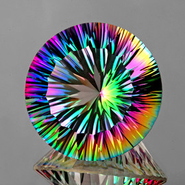 14.00 mm 1 pcs Round Concave Cut AAA Fire Rainbow Mystic Quartz Natural {Flawless-VVS1}