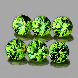 3.00 mm 6 pcs Round Brilliant Cut Extreme Brilliancy Rainbow Sparkles Natural Green Demantoid Garnet {Flawless-VVS}--AAA Grade