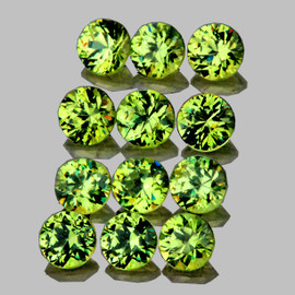 2.50 mm 12 pcs Round Brilliant Cut Extreme Brilliancy Rainbow Sparkles Natural Green Demantoid Garnet {VVS}--AAA Grade