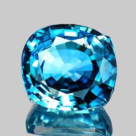 8x7 mm { 3.09 cts} Cushion AAA Fire Natural Blue Zircon [Flawless-VVS]