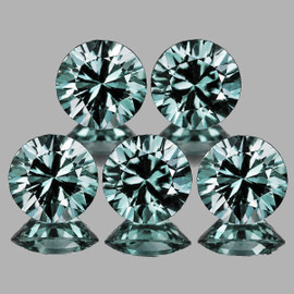 3.50 mm 5 pcs Round Brilliant Cut Extreme Brilliancy Natural Teal Blue Green Sapphire {Flawless-VVS1}--AAA Grade