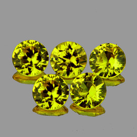 4.20 mm 5 pcs Round Machine Cut Intense Canary Yellow Sapphire Natural  {Flawless-VVS1}--AAA Grade