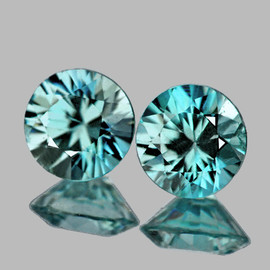 4.50 mm 2 pcs Round Brilliant Cut Extreme Brilliancy Fire Natural Blue Zircon {Flawless-VVS)