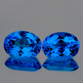 14x10 mm 2 pcs Oval Brilliant Cut AAA Fire Premium Swiss Blue Topaz Natural {Flawless-VVS1}--Premium Grade
