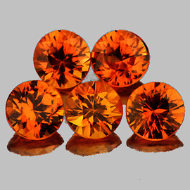 3.70 mm 5 pcs Round Brilliant Cut Extreme Brilliancy AAA Mandarin Orange Spessartite Garnet Natural (Flawless-VVS1}--AAA Grade