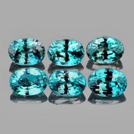 4.5x3.5 mm 6 pcs Oval AAA Fire Natural Top Blue Zircon {Flawless-VVS}