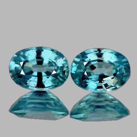 6x4.5 mm 2 pcs Oval AAA Fire Natural Top Blue Zircon {Flawless-VVS}