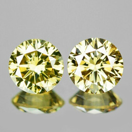 3.00 mm 2 pcs {0.22 cts} Round Diamond Cut AAA Fire Natural Yellow Diamond {VVS CLARITY}--AAA Grade