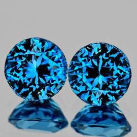 8.00 mm 2 pcs Round Brilliant Cut Extreme Brilliancy Intense London Blue Topaz Natural {Flawless-VVS}--AAA Grade