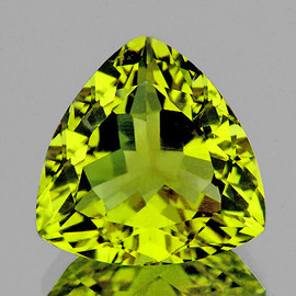14.00 mm { 7.53 cts} Trillion Brilliant Cut Best AAA Fire Intense Green Gold Lemon Quartz Natural {Flawless-VVS1}