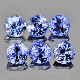 3.20 mm 6 pcs Round AAA Fire Natural Ceylon Blue Sapphire {Flawless-VVS}-