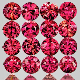 2.20 mm 16 pcs Round Brilliant Cut Natural Intense Red Mozambique Ruby {Flawless-VVS}--AAA Grade