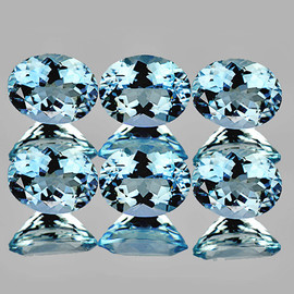 5x4 mm 6 pcs Oval Brilliant Cut AAA Fire Natural Top Blue Aquamarine {Flawless-VVS1}