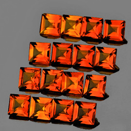 3.00 mm 25 pcs Square AAA Fire Madeira Orange Citrine Natural (Flawless-VVS1}