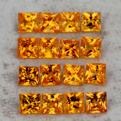 2.00 mm 20 pcs Square Princess Cut Best AAA Fire Intense Golden Yellow Sapphire Natural {Flawless-VVS}--AAA Grade