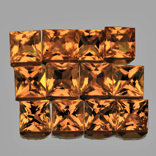 2.20 mm 12 pcs Square Princess Cut Best AAA Fire Intense Orange Yellow Sapphire Natural {Flawless-VVS}